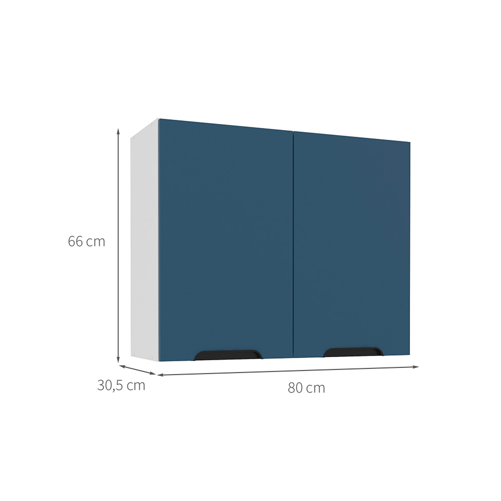 Armário Aéreo Meena 2 Portas Azul e Branco