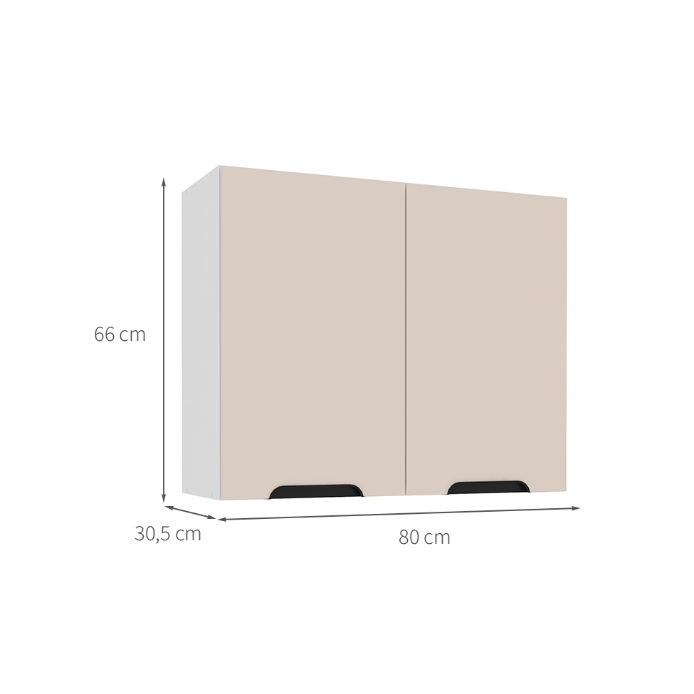 Armário Aéreo Meena 2 Portas Creme e Branco