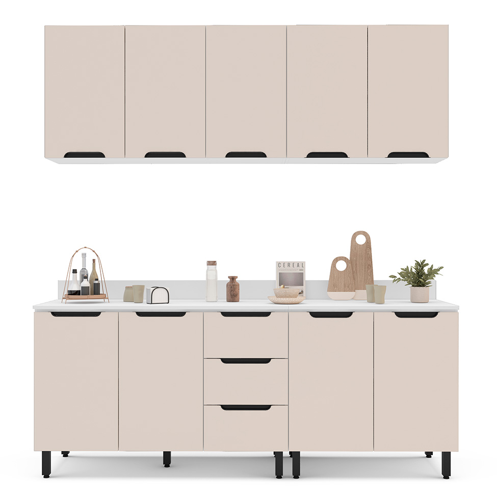 Armário Aéreo Meena 2 Portas Creme e Branco