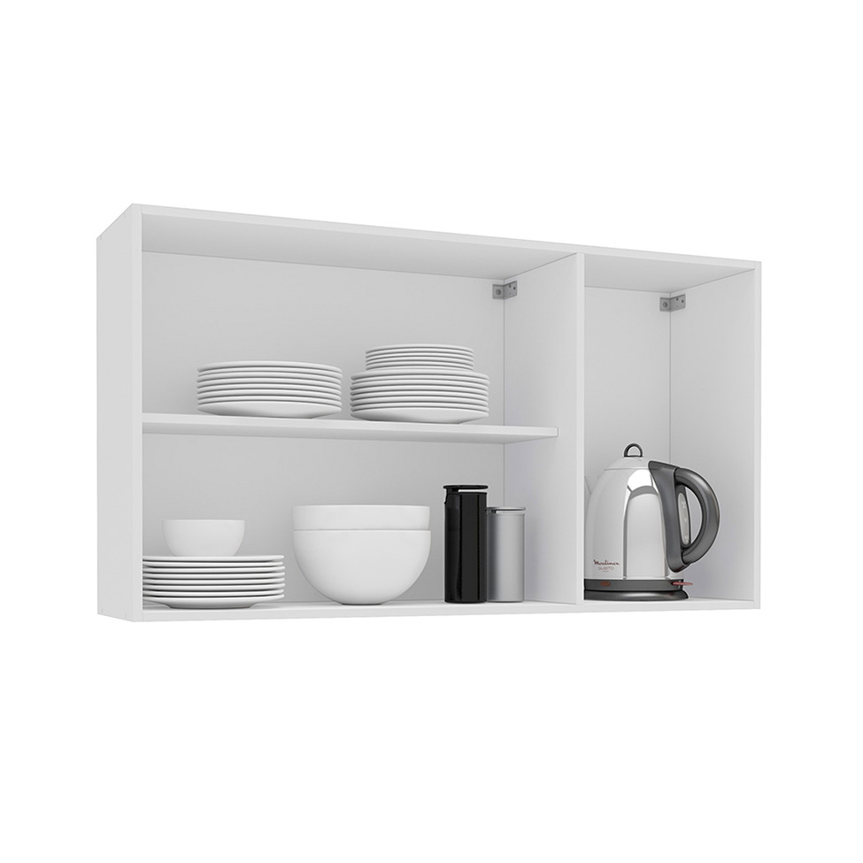 Armário Aéreo Meena 3 Portas Creme e Branco