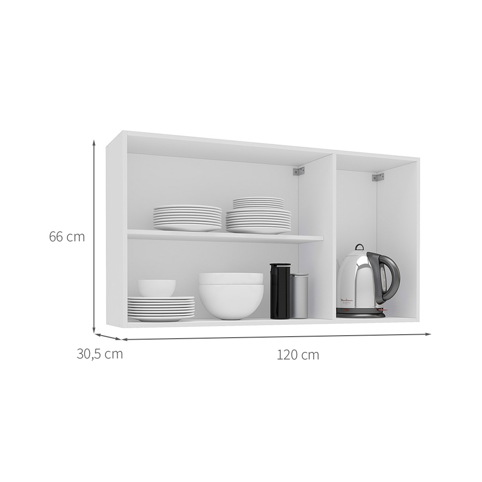 Armário Aéreo Meena 3 Portas Creme e Branco