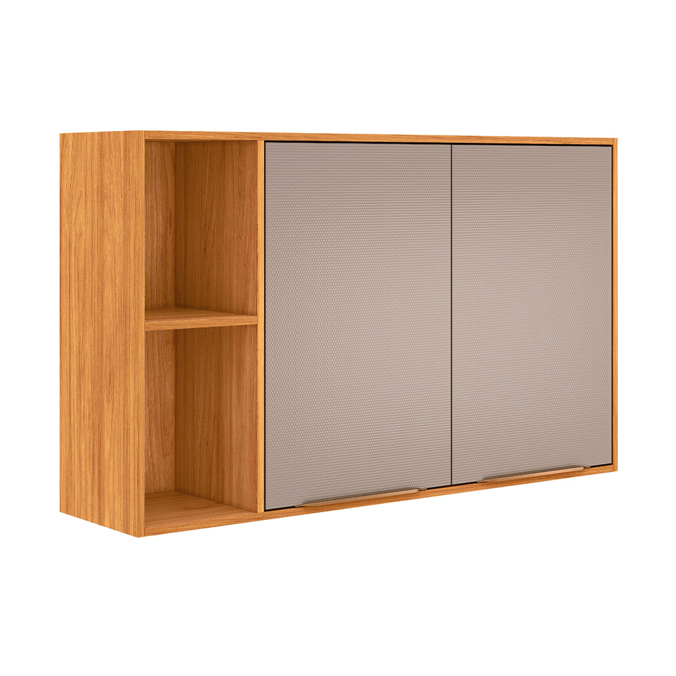 Armário Aéreo Plena 2 Portas Nude e Cinamomo 120 cm