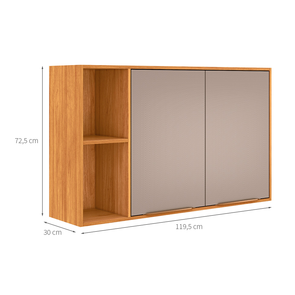 Armário Aéreo Plena 2 Portas Nude e Cinamomo 120 cm