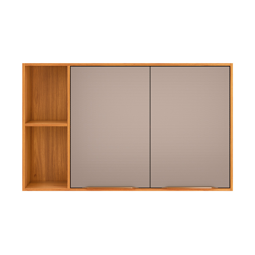Armário Aéreo Plena 2 Portas Nude e Cinamomo 120 cm