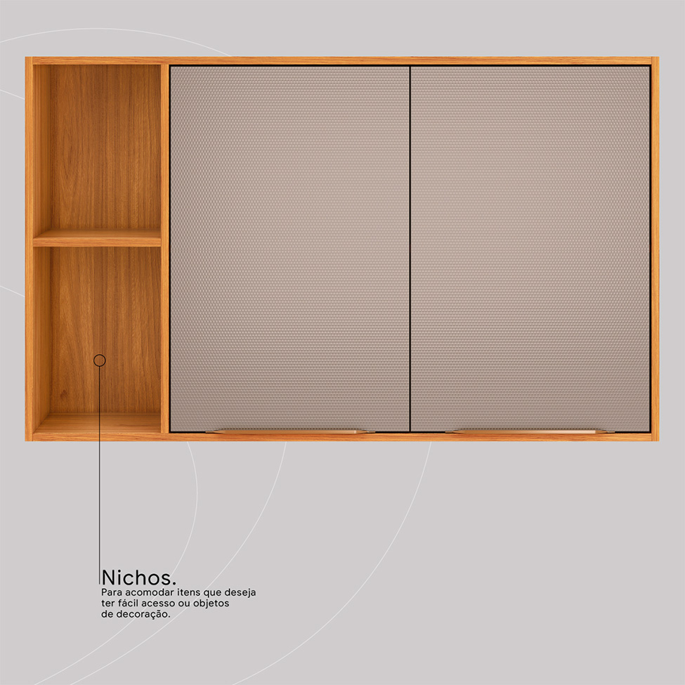 Armário Aéreo Plena 2 Portas Nude e Cinamomo 120 cm