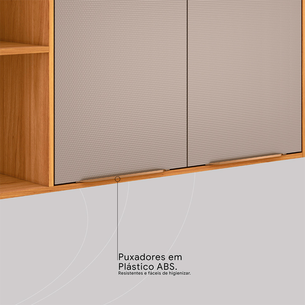 Armário Aéreo Plena 2 Portas Nude e Cinamomo 120 cm