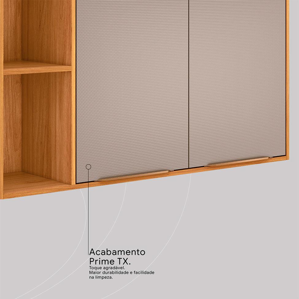 Armário Aéreo Plena 2 Portas Nude e Cinamomo 120 cm
