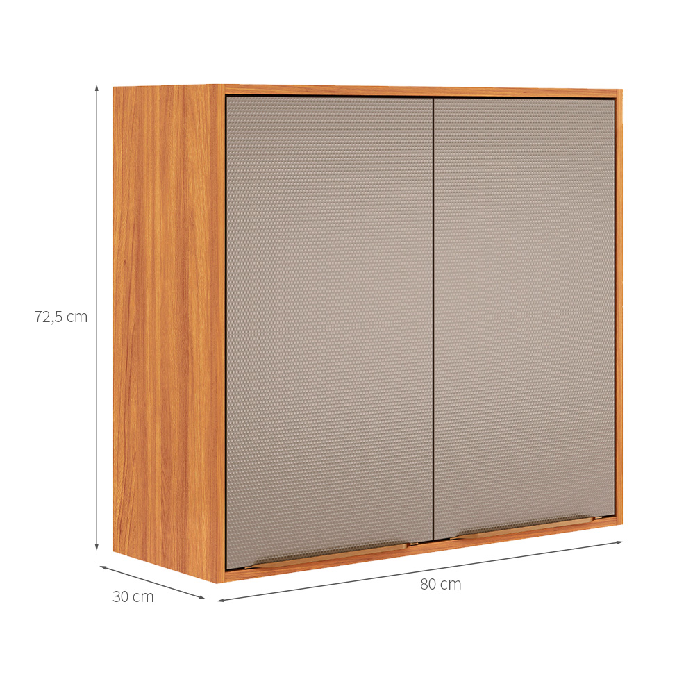 Armário Aéreo Plena 2 Portas Nude e Cinamomo 80 cm