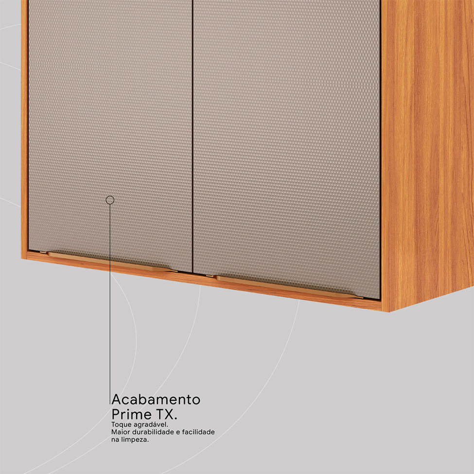 Armário Aéreo Plena 2 Portas Nude e Cinamomo 80 cm