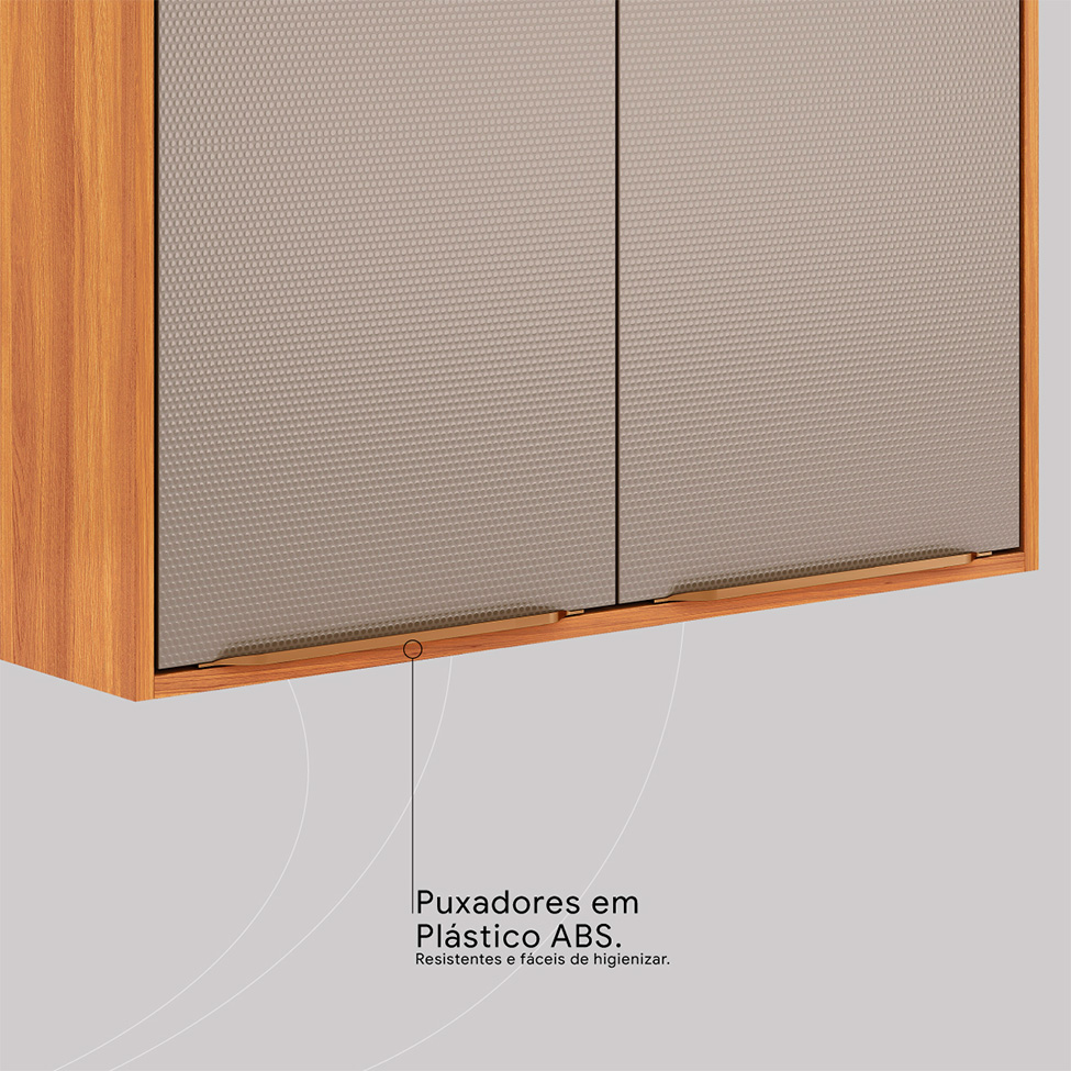 Armário Aéreo Plena 2 Portas Nude e Cinamomo 80 cm