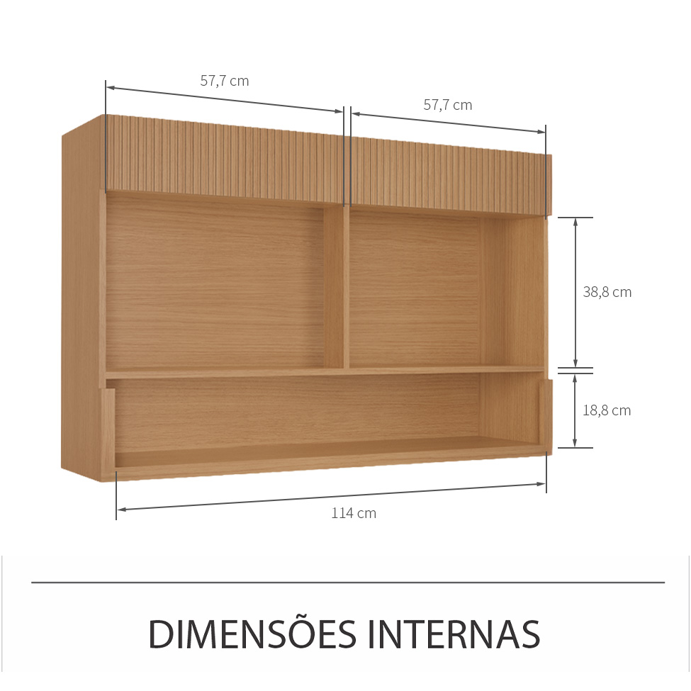 Armário Aéreo Realeza Premium 1 Porta Carvalho e Titânio
