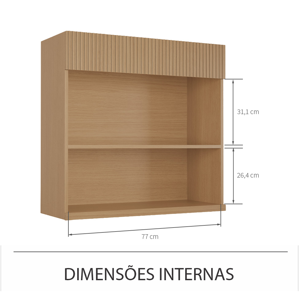 Armário Aéreo Realeza Premium 2 Portas Carvalho e Greige