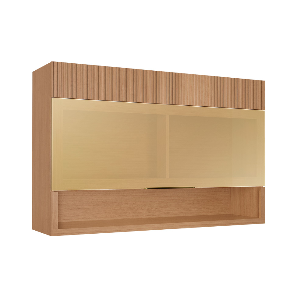 Armário Aéreo Realeza Premium com Vidro Reflecta 1 Porta Carvalho