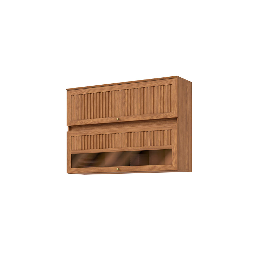 Armário Aéreo Requinte com Vidro 2 Portas Nature 120 cm