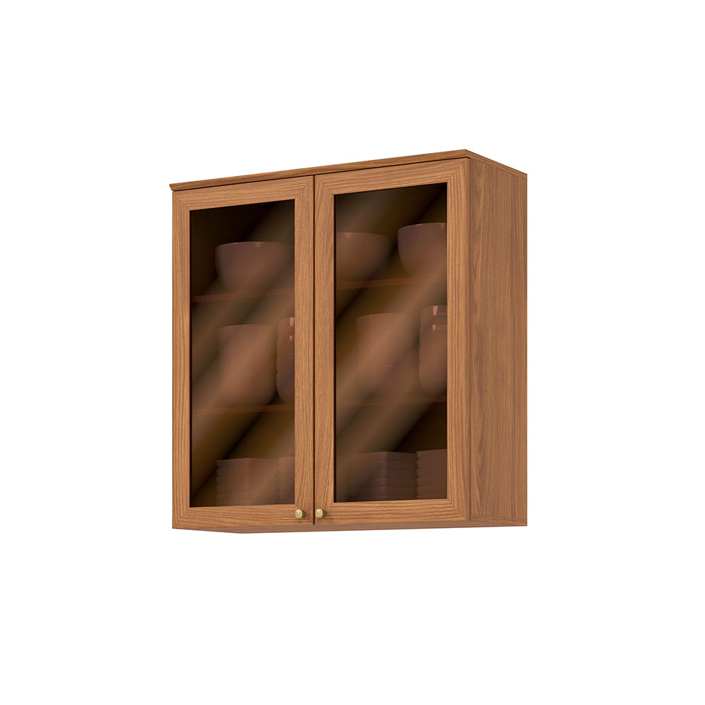 Armário Aéreo Requinte com Vidro 2 Portas Nature 80 cm