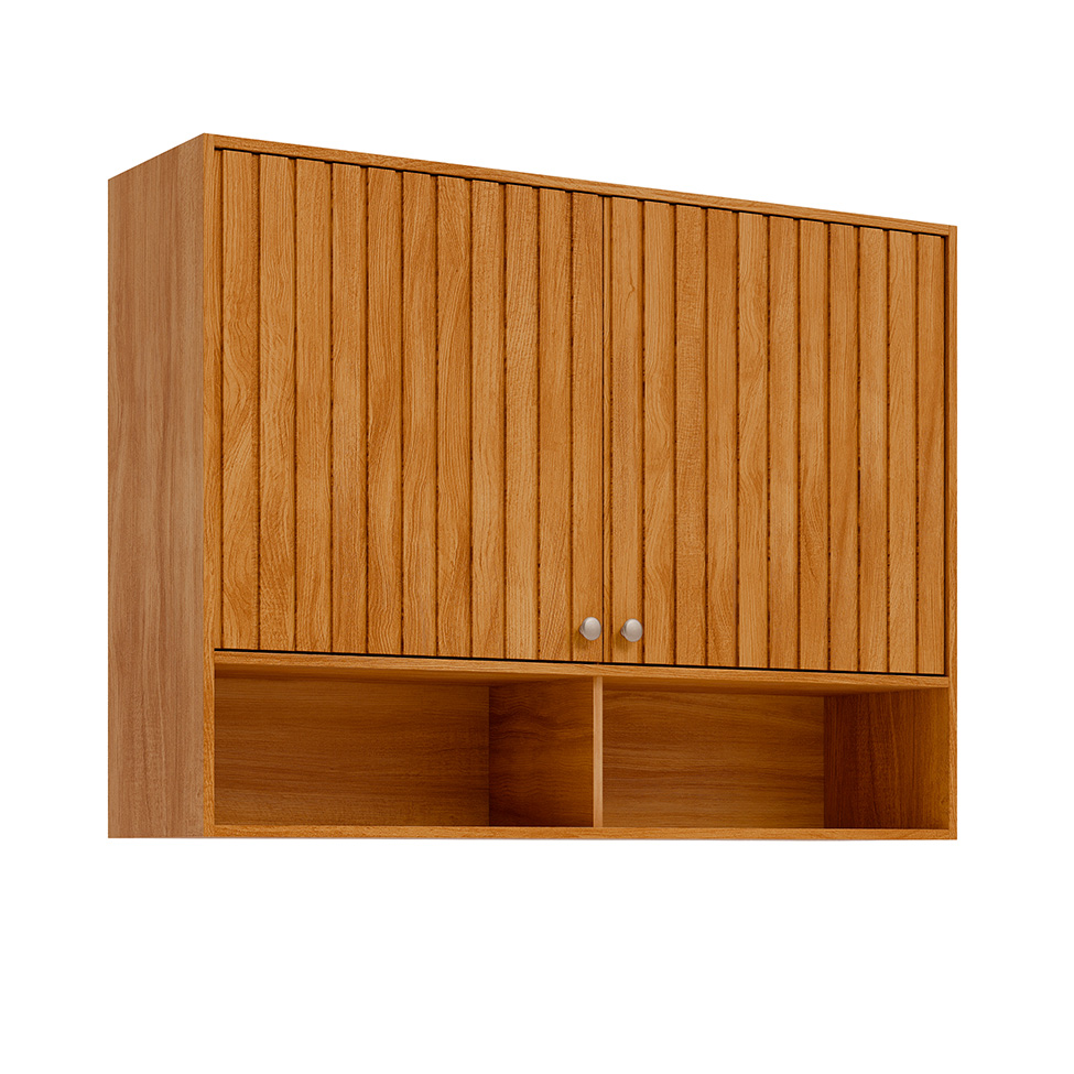 Armário Aéreo Ripado Domus 100% MDF 2 Portas Cinamomo 120 cm