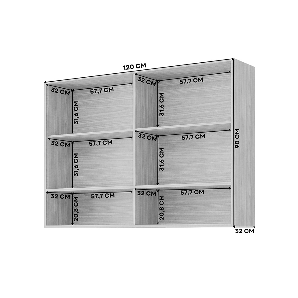 Armário Aéreo Ripado Domus 100% MDF 2 Portas Cinamomo 120 cm