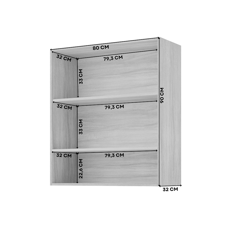 Armário Aéreo Ripado Domus 100% MDF 2 Portas Cinamomo 80 cm