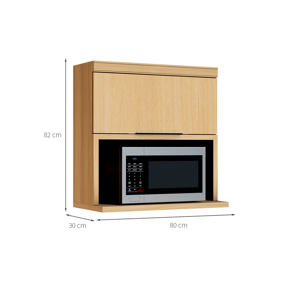Armário Aéreo com Nicho Marquesa 100% MDF 1 Porta Nature
