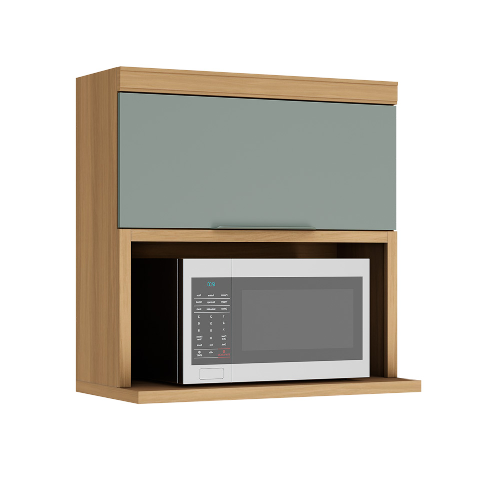 Armário Aéreo com Nicho Marquesa 100% MDF 1 Porta Verde e Nature