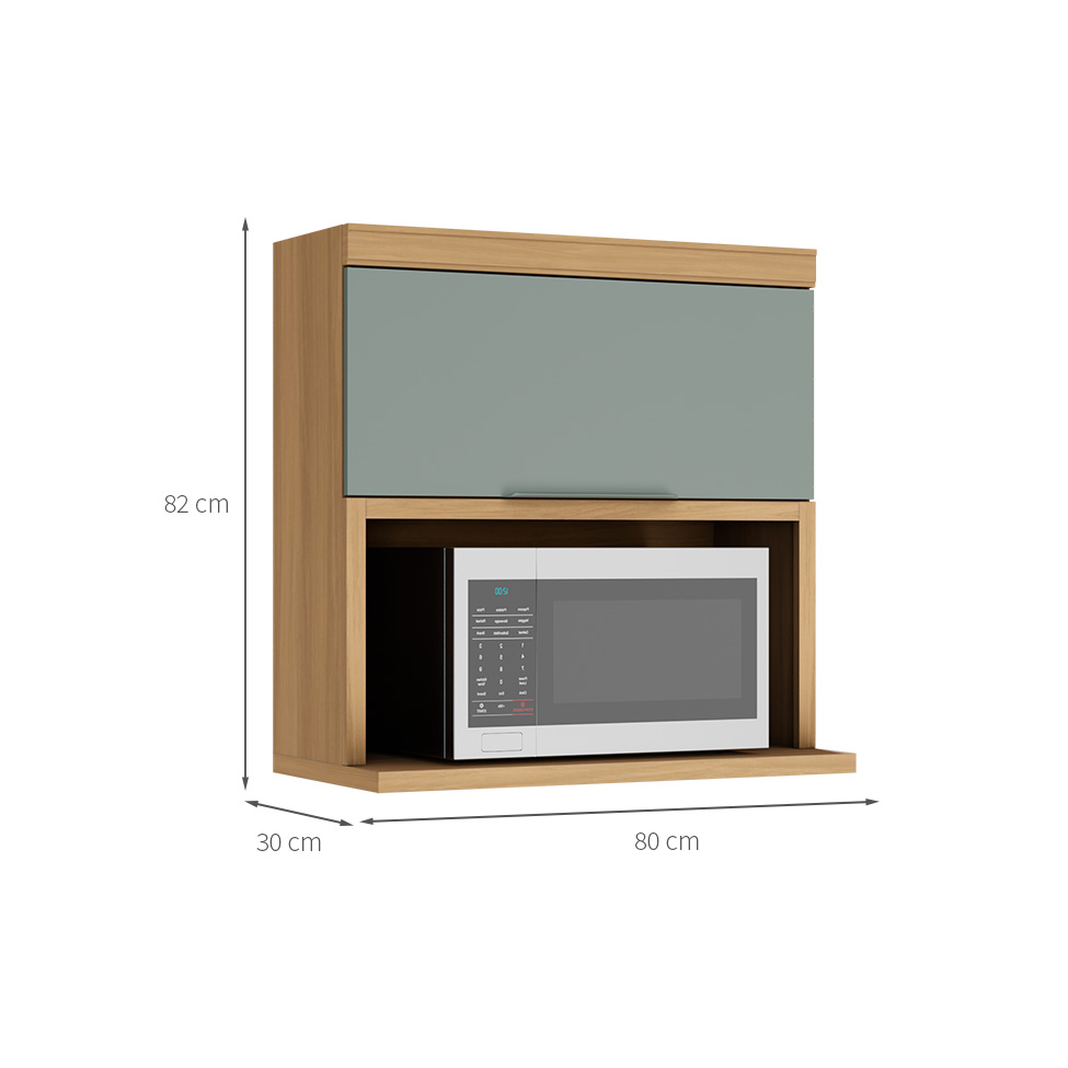 Armário Aéreo com Nicho Marquesa 100% MDF 1 Porta Verde e Nature