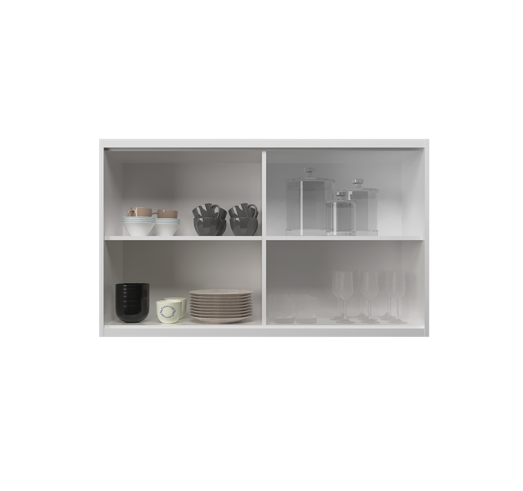 Armário Aéreo com Vidro Évora 2 PT Branco Ártico