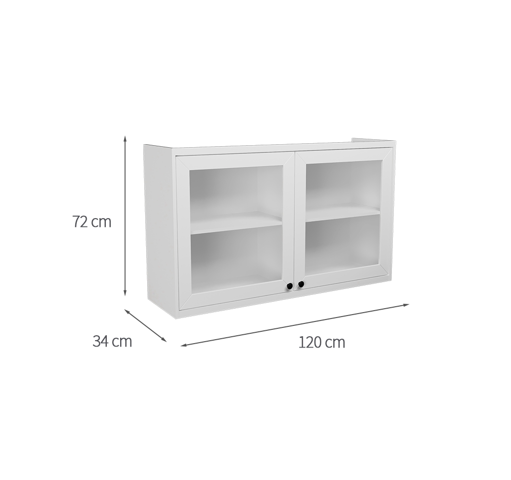 Armário Aéreo com Vidro Évora 2 PT Branco Ártico