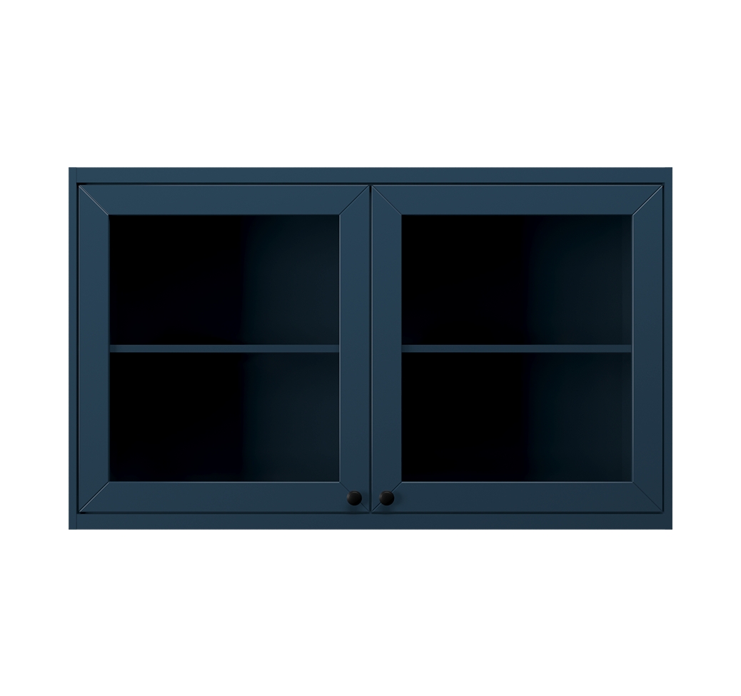 Armário Aéreo com Vidro Évora 2 Portas Azul Orion