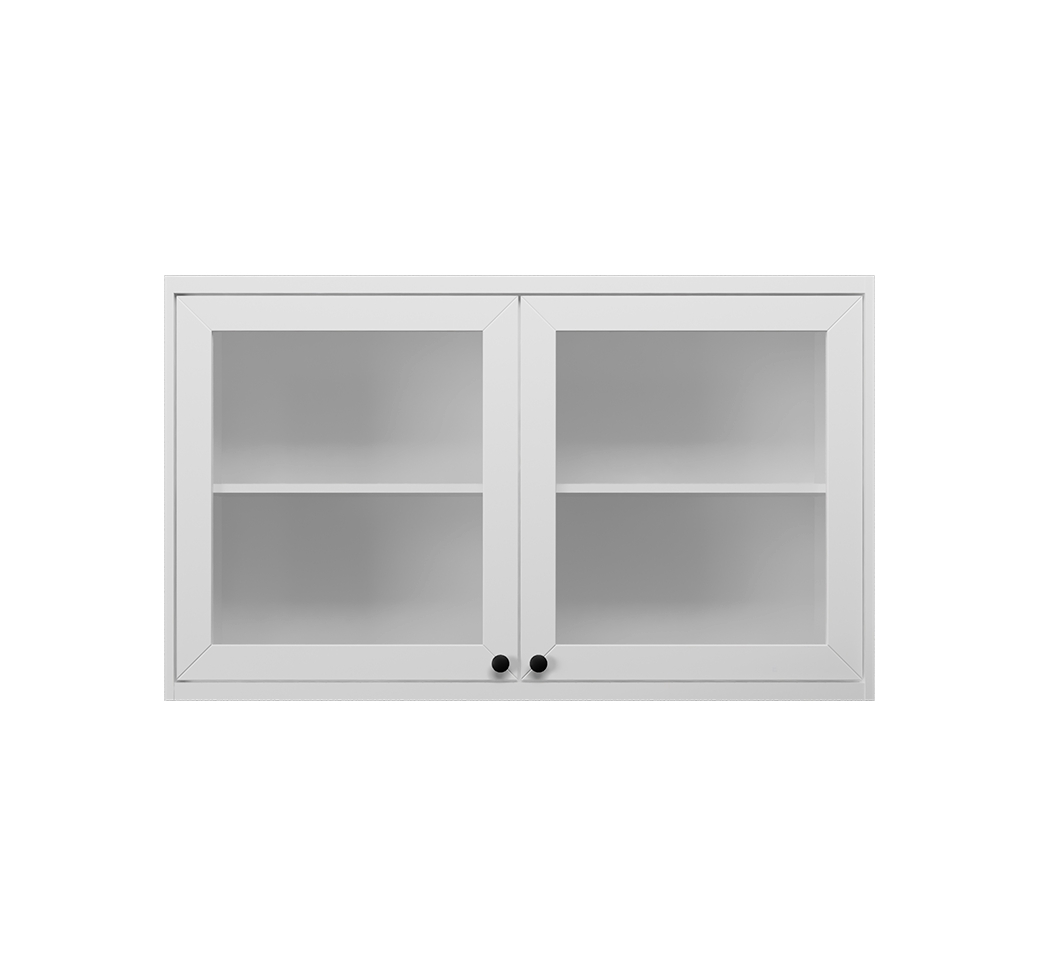 Armário Aéreo com Vidro Évora 2 Portas Branco Ártico