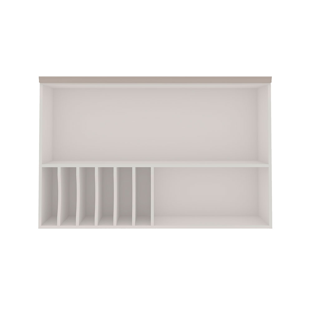Armário Aéreo com Vidro Iluminata 1 Porta Branco e Fendi
