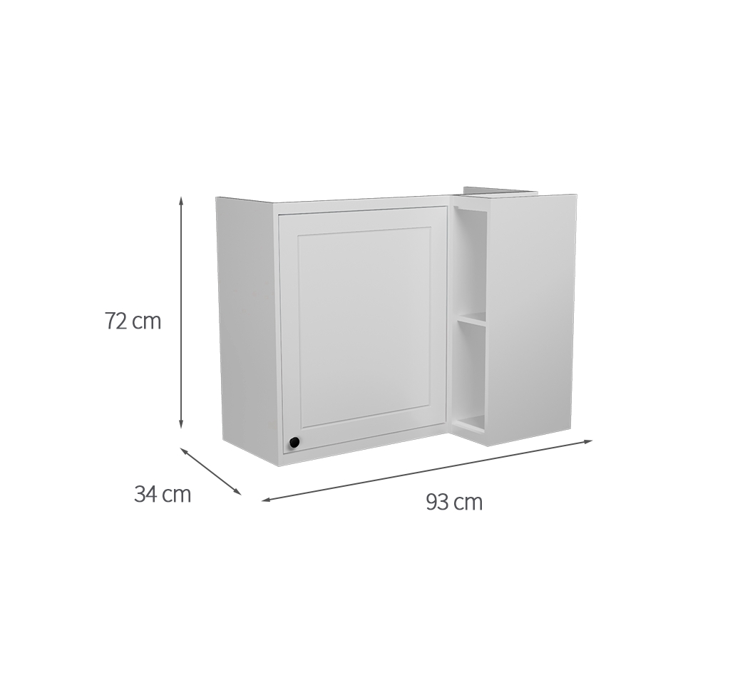 Armário Aéreo de Canto Évora 1 Porta Branco Ártico