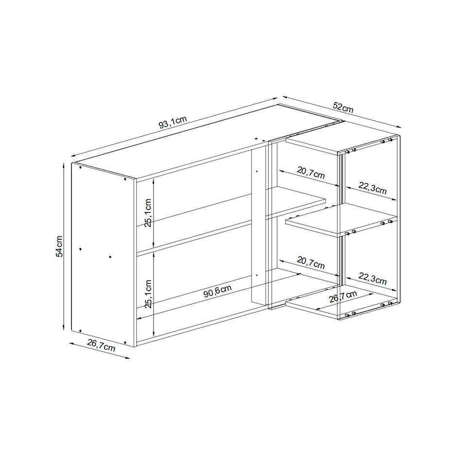 Armário Aéreo de Canto Essência 100% MDF 2 Portas Freijó e Off White