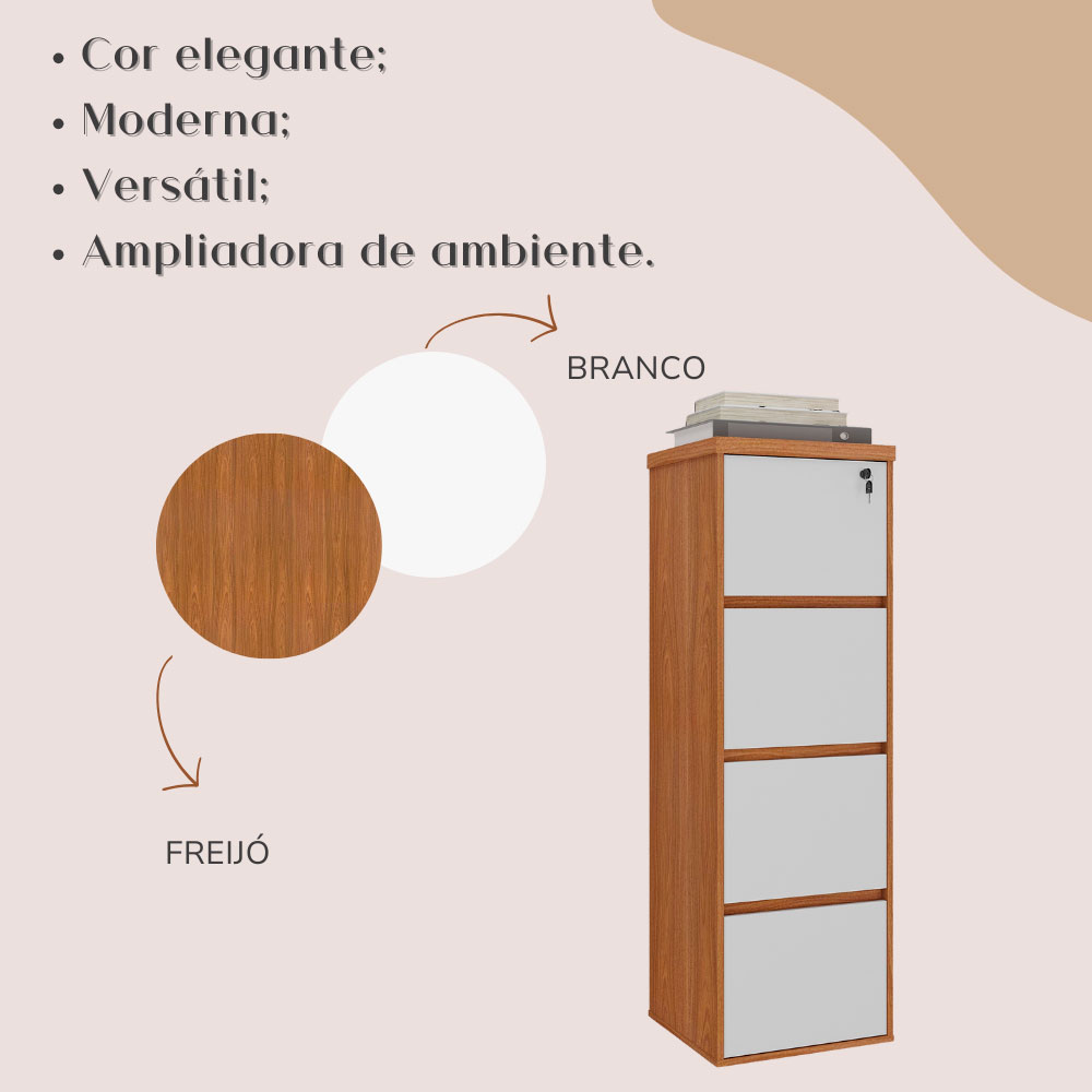 Armário Arquivo Lane 4 GV Freijó e Branco