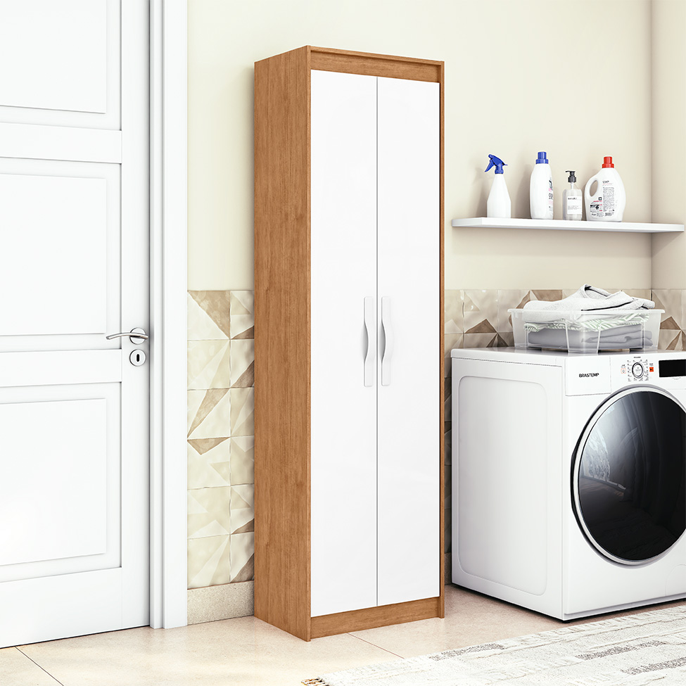 Armário Multiúso Bliss 2 Portas Marrom e Branco