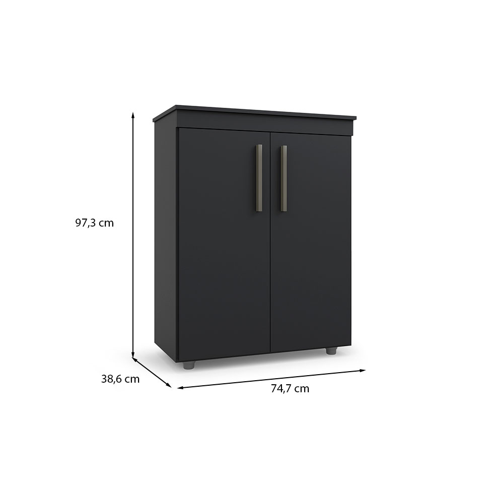 Armário Multiuso Advantage 2 PT Preto 97 cm