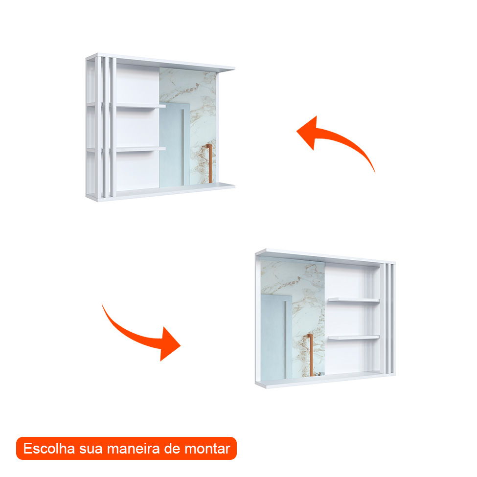 Armário de Banheiro Estela com Espelho Branco