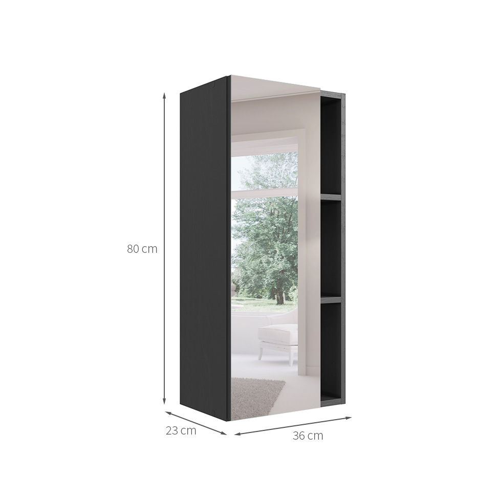 Armário de Banheiro com Espelho Grace 1 Porta Grafite