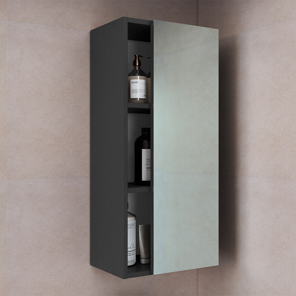 Armário de Banheiro com Espelho Grace 1 Porta Grafite