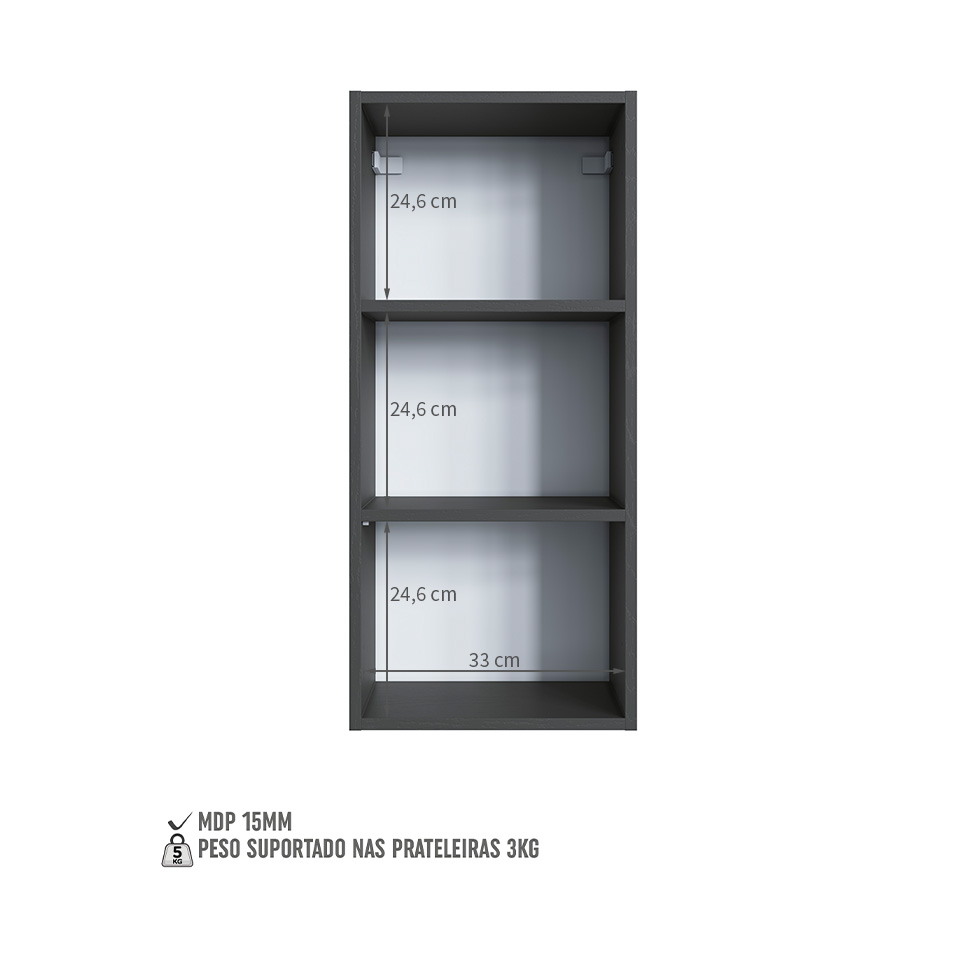 Armário de Banheiro com Espelho Grace 1 Porta Grafite