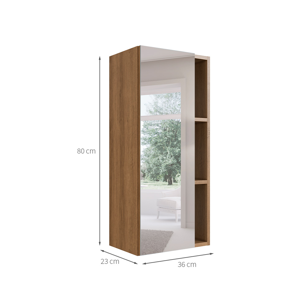 Armário de Banheiro com Espelho Grace 1 Porta Mel