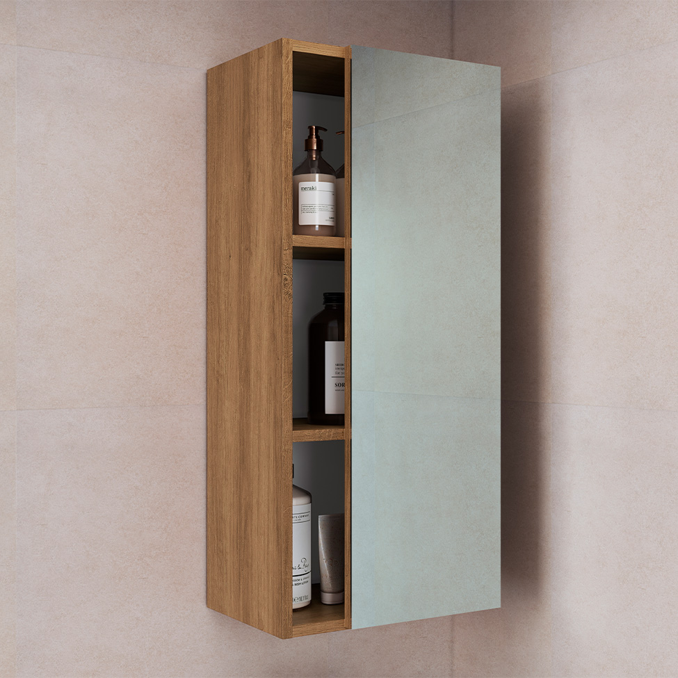 Armário de Banheiro com Espelho Grace 1 Porta Mel