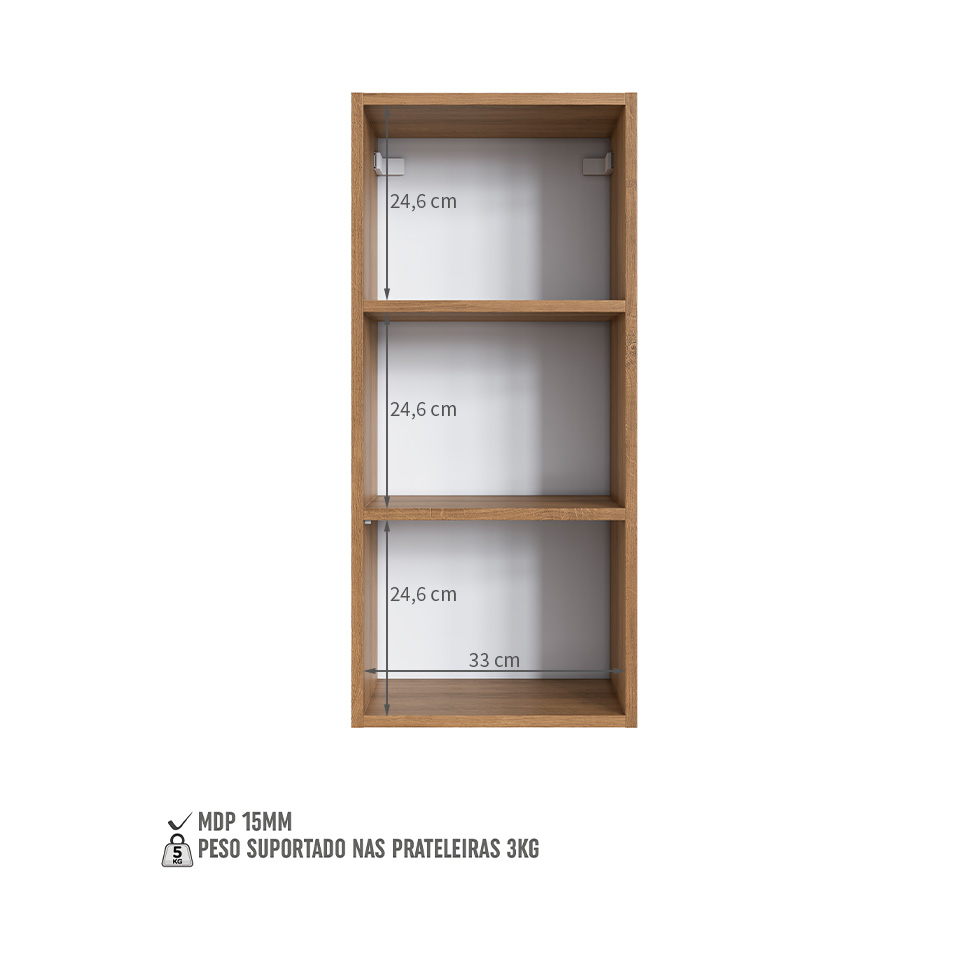 Armário de Banheiro com Espelho Grace 1 Porta Mel