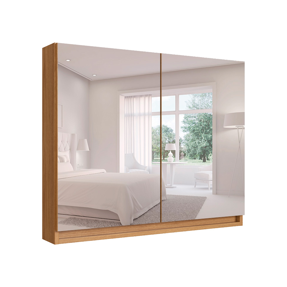 Armário de Banheiro com Espelho Livia Flex 2 Portas Freijó