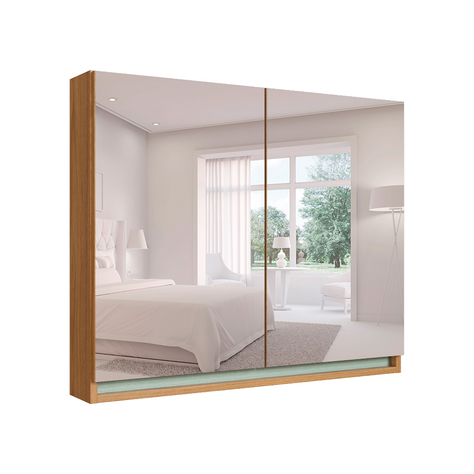 Armário de Banheiro com Espelho Livia Flex 2 Portas Freijó