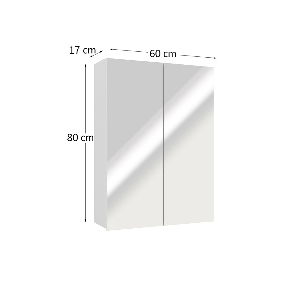 Armário de Banheiro com Espelho Nature 2 Portas Branco 60 cm