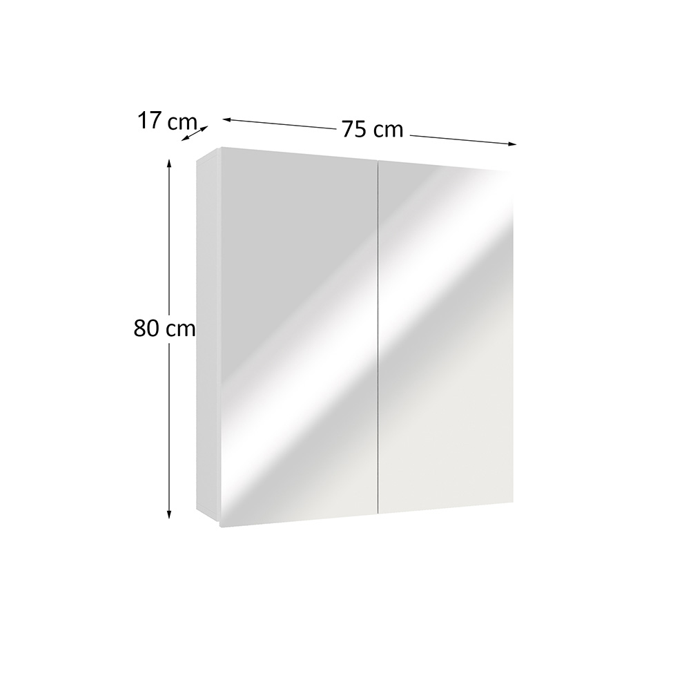 Armário de Banheiro com Espelho Nature 2 Portas Branco 75 cm