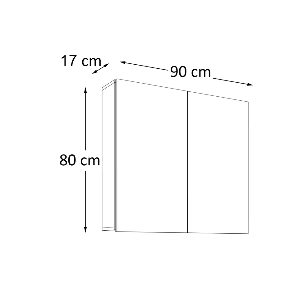 Armário de Banheiro com Espelho Nature 2 Portas Branco 90 cm