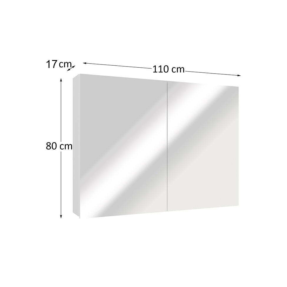 Armário de Banheiro com Espelho Nature 2 Portas Branco110 cm