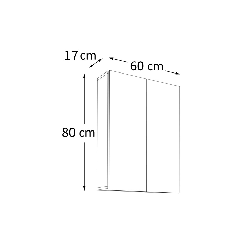 Armário de Banheiro com Espelho Nature 2 Portas Carvalho 60 cm
