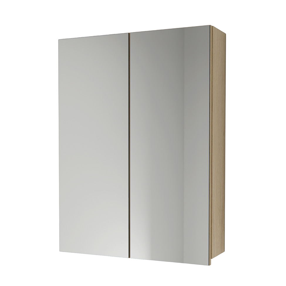 Armário de Banheiro com Espelho Nature 2 Portas Carvalho 60 cm